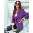 thumbnail image 3 of Blazer Genhoo para mujer, casual, con bolsillos, para oficina, color morado, XXL, 3 of 5