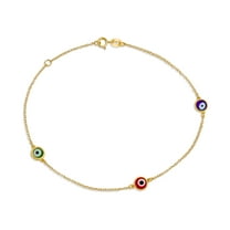 Bling Jewelry Womens Protection Amulet Evil Eye Anklet Ankle Bracelet 14K Gold Plated Silver Chain
