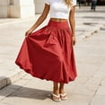 thumbnail image 4 of YSUEJPF Women's Bubble Midi Skirt Elastic Waist Puffy Hem Skirt Solid Casual Beach Skirts, 4 of 6