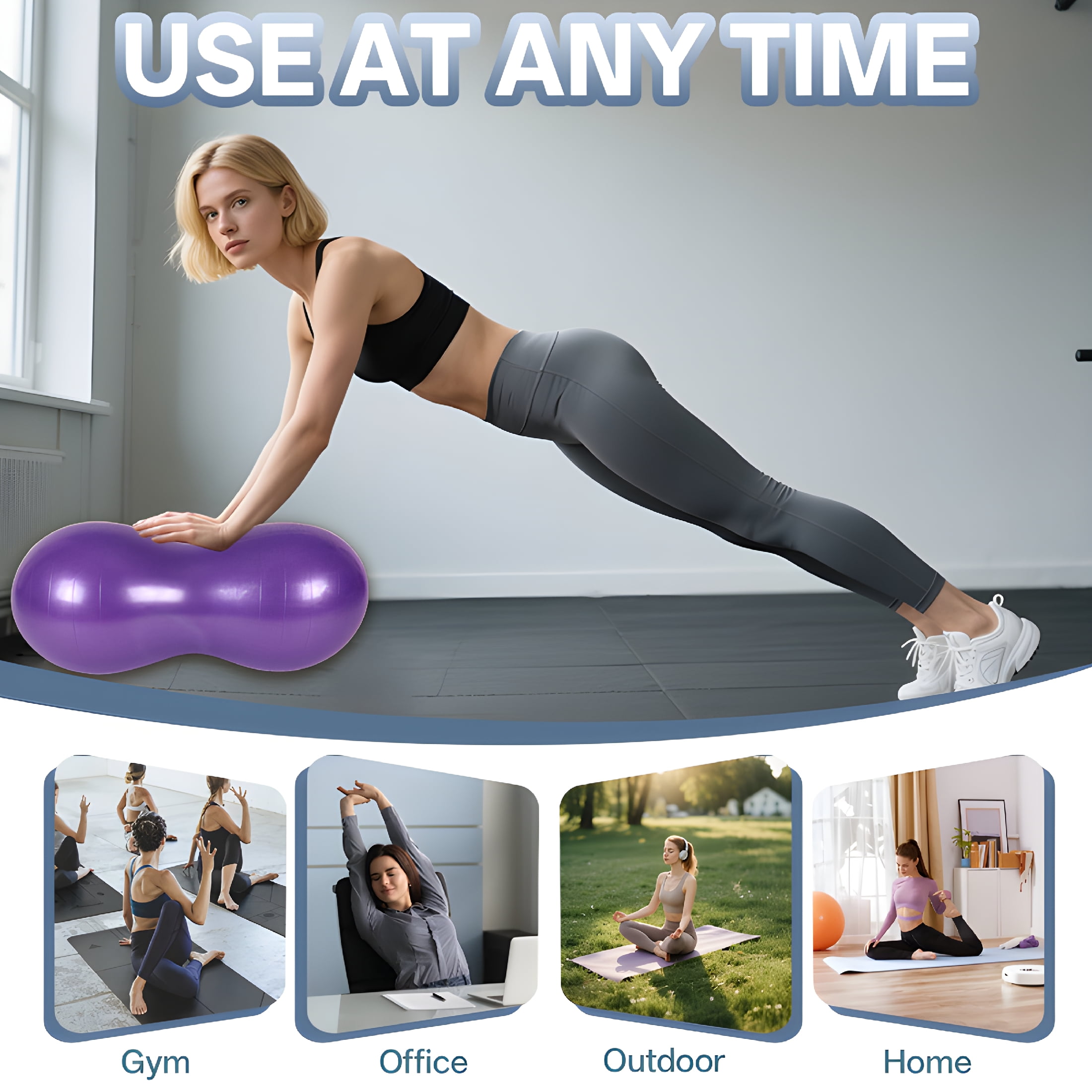 BESTSKY Exercise Ball,39.4"*19.7"*19.7" Pilates Ball,Thickened Explosion-Proof Peanut Ball,Purple