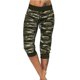 thumbnail image 1 of Mujeres casual recortada Pantalones camuflaje imprimir cordón medio cintura cómodo para deportes vacaciones OD verde XL, 1 of 6