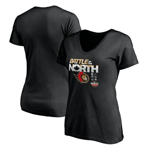 Women's Black Ottawa Senators Battle of the North V-Neck T-Shirt