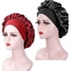 thumbnail image 1 of Set of 2 Satin Night Caps, Silk Night Caps, Satin Night Caps, Night Caps for Women (black + wine red), 1 of 5