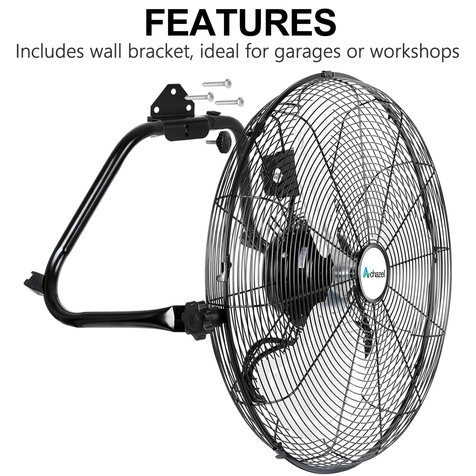 Achazel 20" High Velocity Floor Fan 3-Speed 4650 CFM Industrial Shop Fan Heavy Duty Metal with Wall Mount System for Garage Workshop Commercial Use