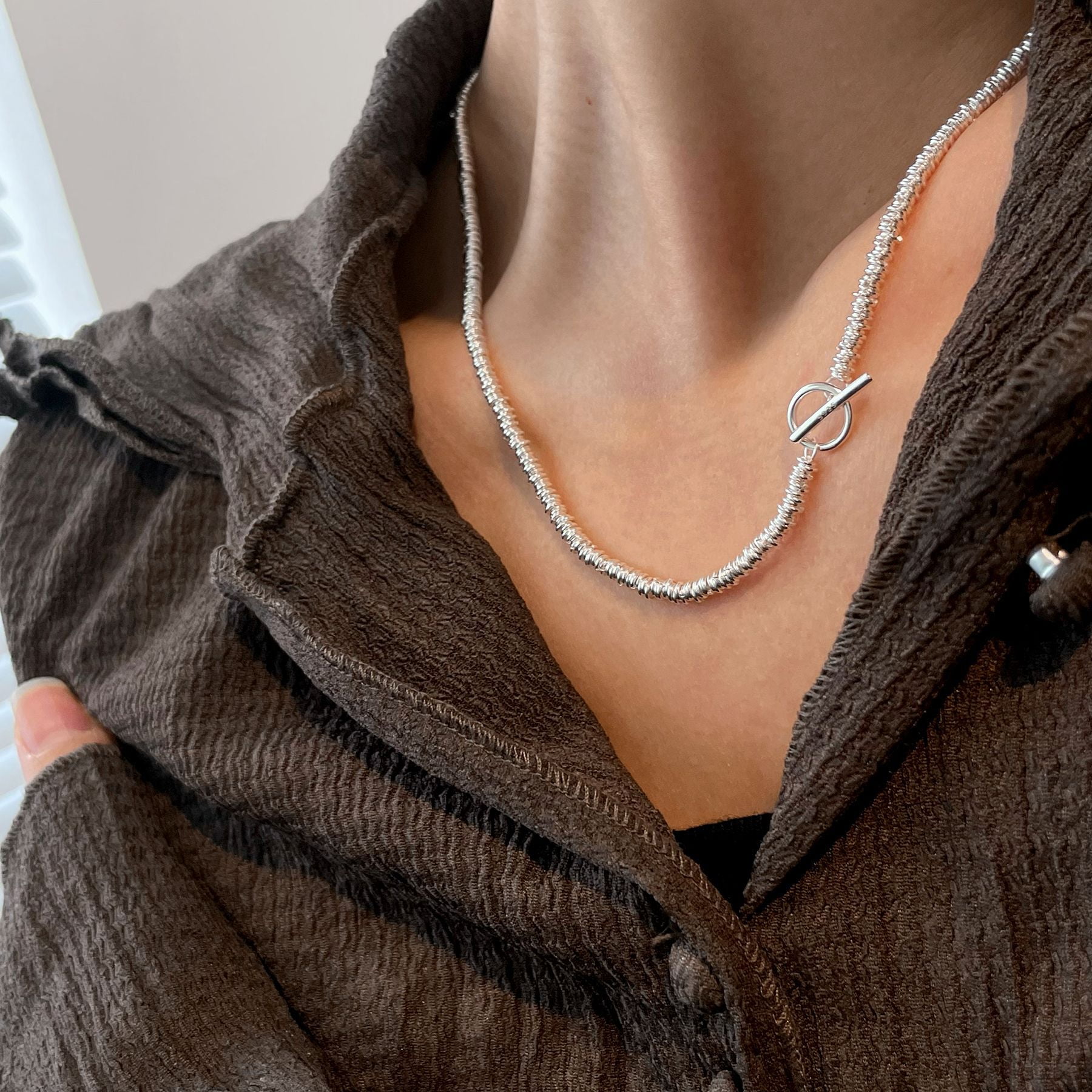 Korean silver necklace best sale