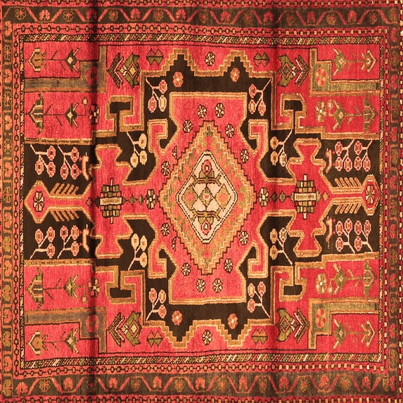 Ahgly Company Indoor Square Persian Orange Traditional Area Rugs, 8' Square