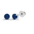 thumbnail image 2 of Decadence 925 Sterling Silver 4mm Round Created Blue Sapphire September Birthstone Screwback Stud Earrings, 2 of 5
