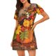 thumbnail image 1 of Fotbe Autumn Bouquet Pumpkin For Thanksgiving Bata de Dormir para Mujer con Estampado, Camisón de Algodón de Manga Corta, Ropa de Dormir Casual, 1 of 6