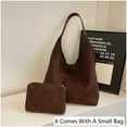 thumbnail image 6 of LULU Vintage Suede Shoulder Tote Bag for Women,Extra Large Tote Bag,Suede Casual Shoulder Bags for Women,Convenient foldable Tote Bag,Womens Shoulder Bags for Daily Outing,Commuting.（Brown）, 6 of 8