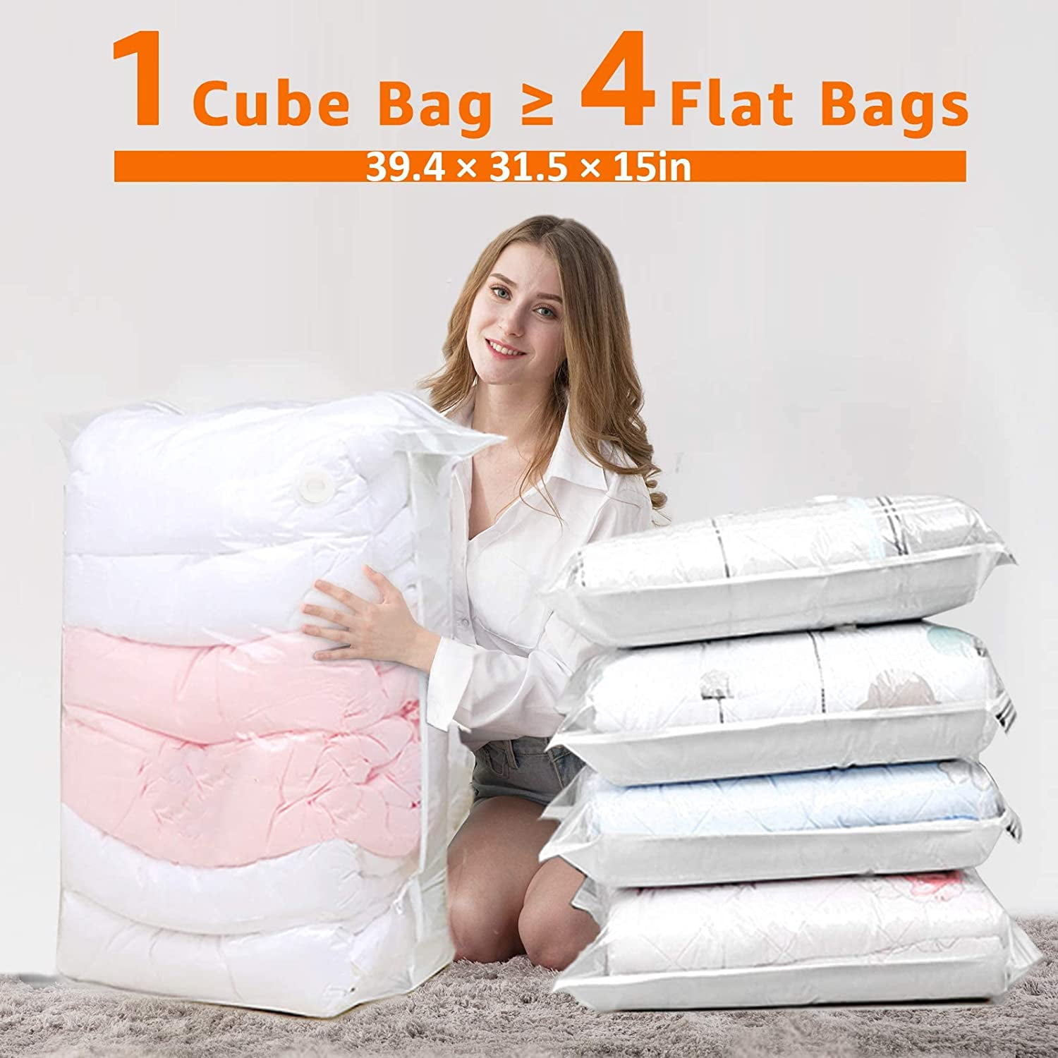  CLEVHOM Cube Vacuum Storage Bags for Comforters and Blankets 6  Pack, Vacuum Seal Bags for Beddings, Jumbo Space Saver Bags for Clothes (3  Medium, 3 Large) : Home & Kitchen