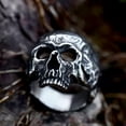 thumbnail image 4 of K-KED Men's Gothic Hollow Eye Skull Head Ring Stainless Steel Hiphop Biker Skull Ring-8, 4 of 6