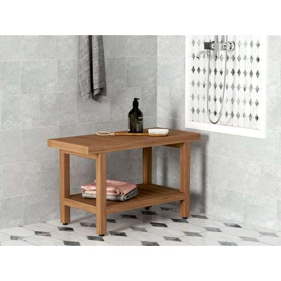 The Original 30" Spa™ Teak Shower Bench with Shelf