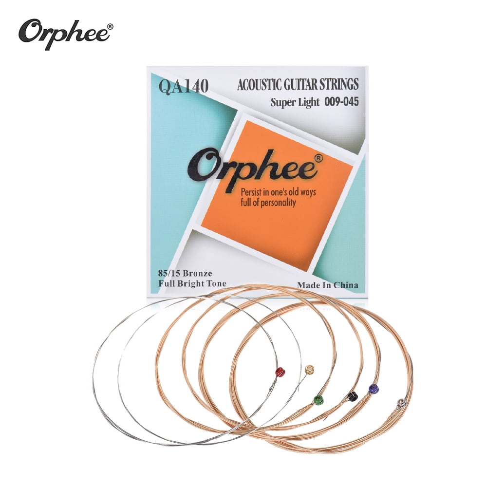 Orphee QA140 Acoustic Folk Guitar Strings 6pcs/Set(.009-.045) Hexagonal Steel Core 85/ 15 Bronze Wire Wound Super Light Tension