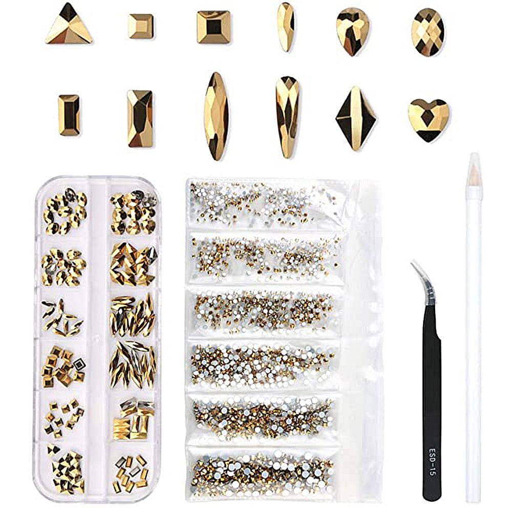 Ab Crystal Rhinestone Set, 2220pcs Nail Art Gemstones Of Various Shapes And  Flatback, Transparent Level, Shiny Nail Jewelry, Diy Crafts For Phone,  Clothes, Shoes, Jewelry And Bags