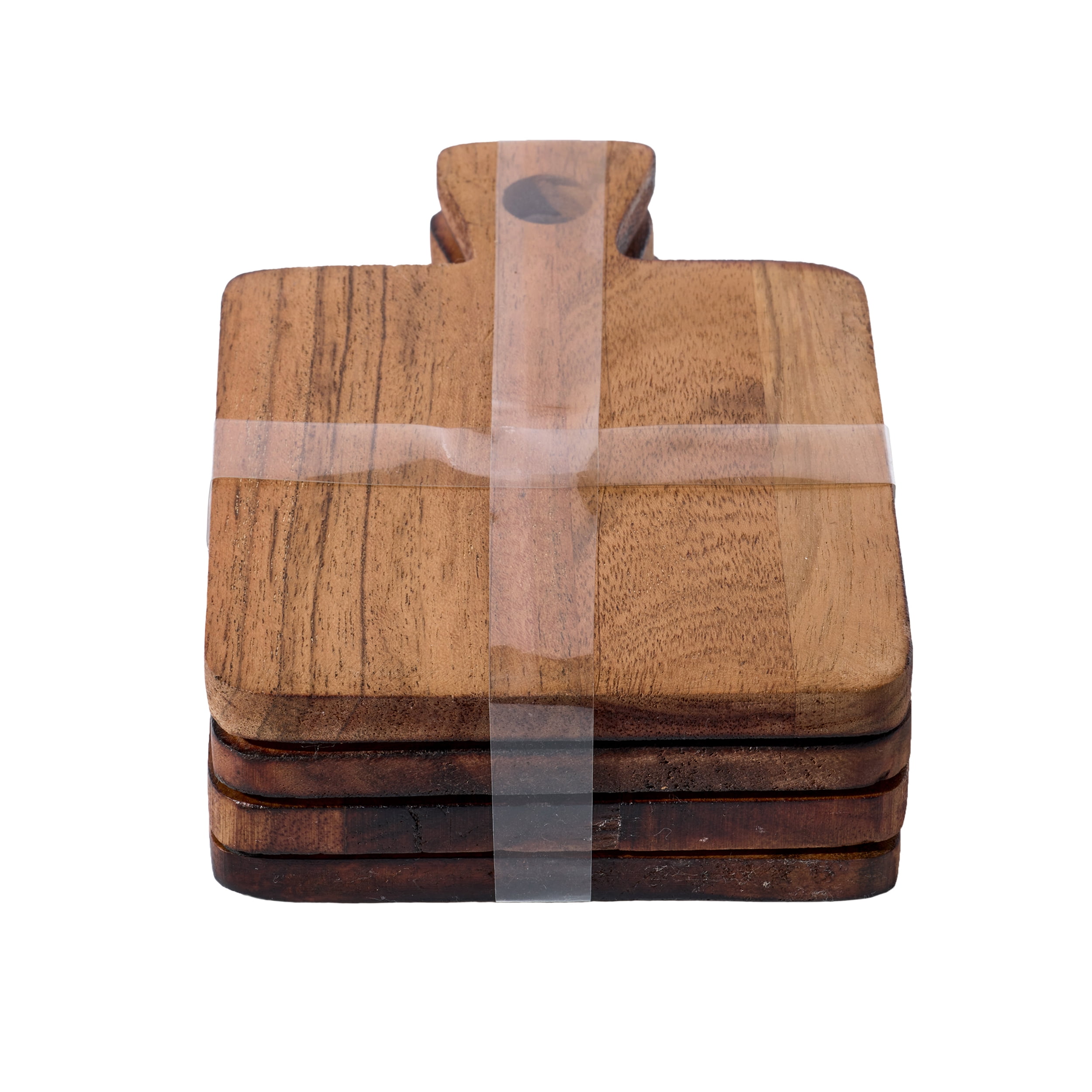 Kamenstein 4 Piece Paddle Shaped Acacia Coaster Set