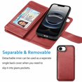 thumbnail image 4 of Wallet Case for iPhone 16e (2025) Wallet Case 6.1" 5G, [9 Card Slots] Luxury PU Leather Credit Holder Carrying Folio Flip [Detachable] Kickstand Magnetic Phone Cover & Lanyard [Wine], 4 of 5