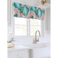 thumbnail image 3 of Valances for Windows Abstract Teal Rod Pocket Cafe Window Treatments Valance Curtains for Kitchen Bathroom Laundry Basement Windows 60"x14", 3 of 9