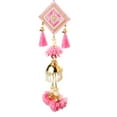 thumbnail image 4 of Set of 2 MDF Wooden and Artificial Flower Golden Beads Moti and Tessels Door Side Hangings main door entrance bedroom wedding festival Christmas Decorations New year Gifts (Size-36"X4")(Pink,Green), 4 of 6