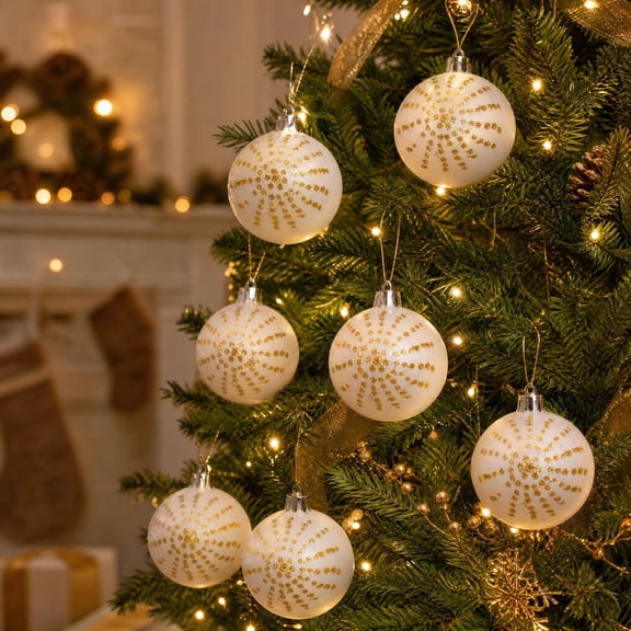 VAIFTILNO Christmas Decorations, Vintage Christmas Ball Ornaments, Textured Tree Baubles, Shatterproof Xmas Hanging Decor Balls, Set of 6.