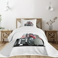 thumbnail image 3 of Ambesonne Truck Quilted Bedspread Set 2 Pcs, American Flag Motif Hood, Twin Size, Red White Blue, 3 of 6