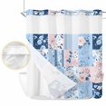 thumbnail image 2 of Pink Floral Blue No Hook Shower Curtain Waterproof, Bathroom Curtains with Snap in Liners and See Through Top Window, Farmhouse Botanical Vintage Leaves Hotel Style Bathtub Curtains Shower 72"Wx78"L, 2 of 8