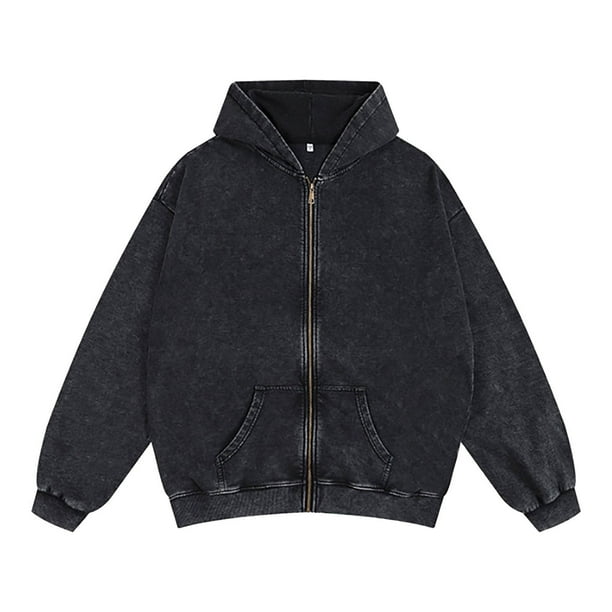 WILLBEST Sudadera Deportiva para Hombre, con Capucha y Cremallera Lavada Al Agua, De Gran Tamaño y Relajada XGrande