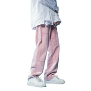 Ketyyh-chn99 Mens Stretch Jeans 2024 Regular Loose Fit Pants Shorts Classic Loose Fit Work Wear Trousers Pink,3XL