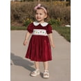 thumbnail image 4 of Miaouyo 1-7T Little Baby Girl Christmas A Line Dress String Lights Embroidery Short Sleeves Doll Collar Velvet Dress, 4 of 9
