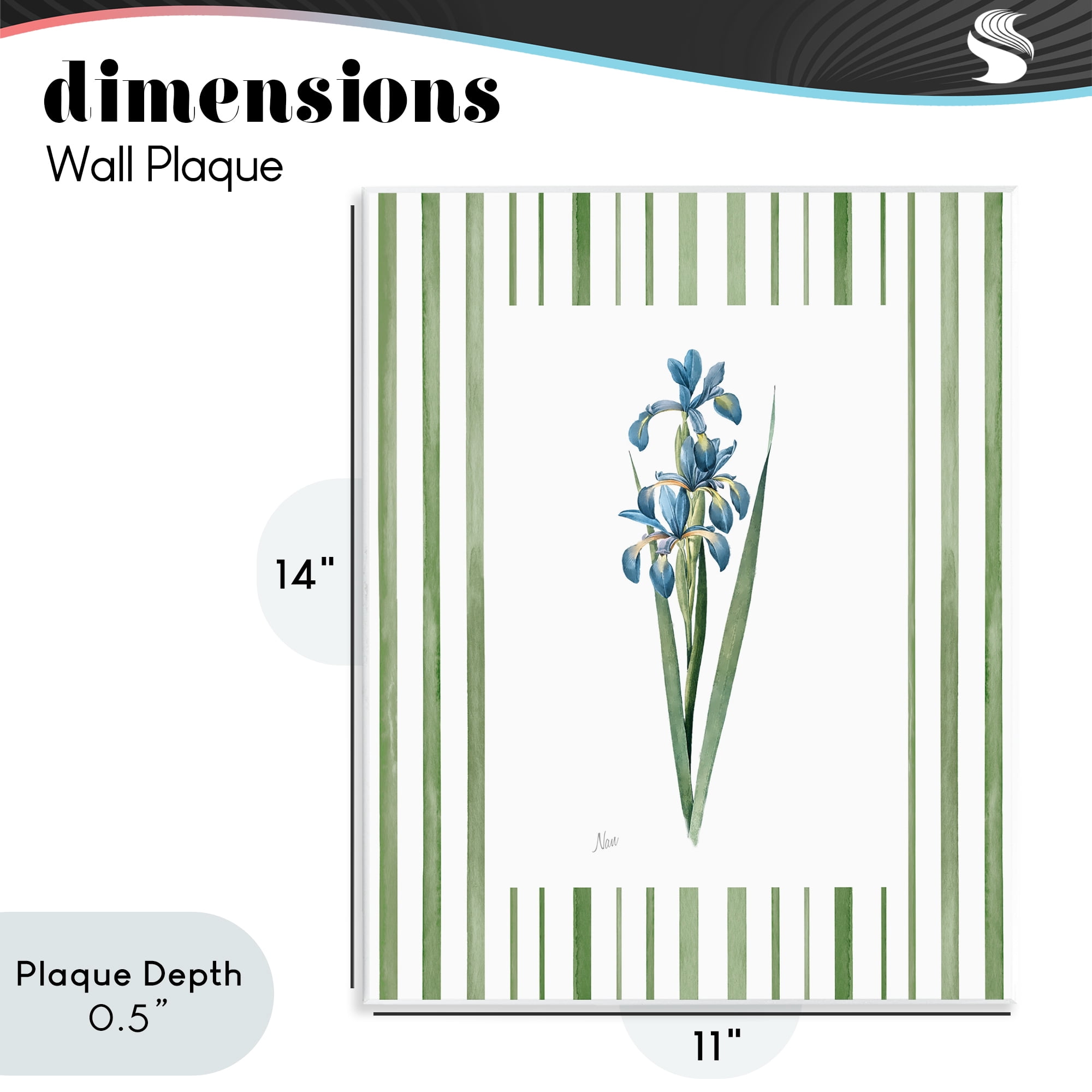 Stupell Industries Spring Irises with Stripes Wall Plaque Art, design by Nan