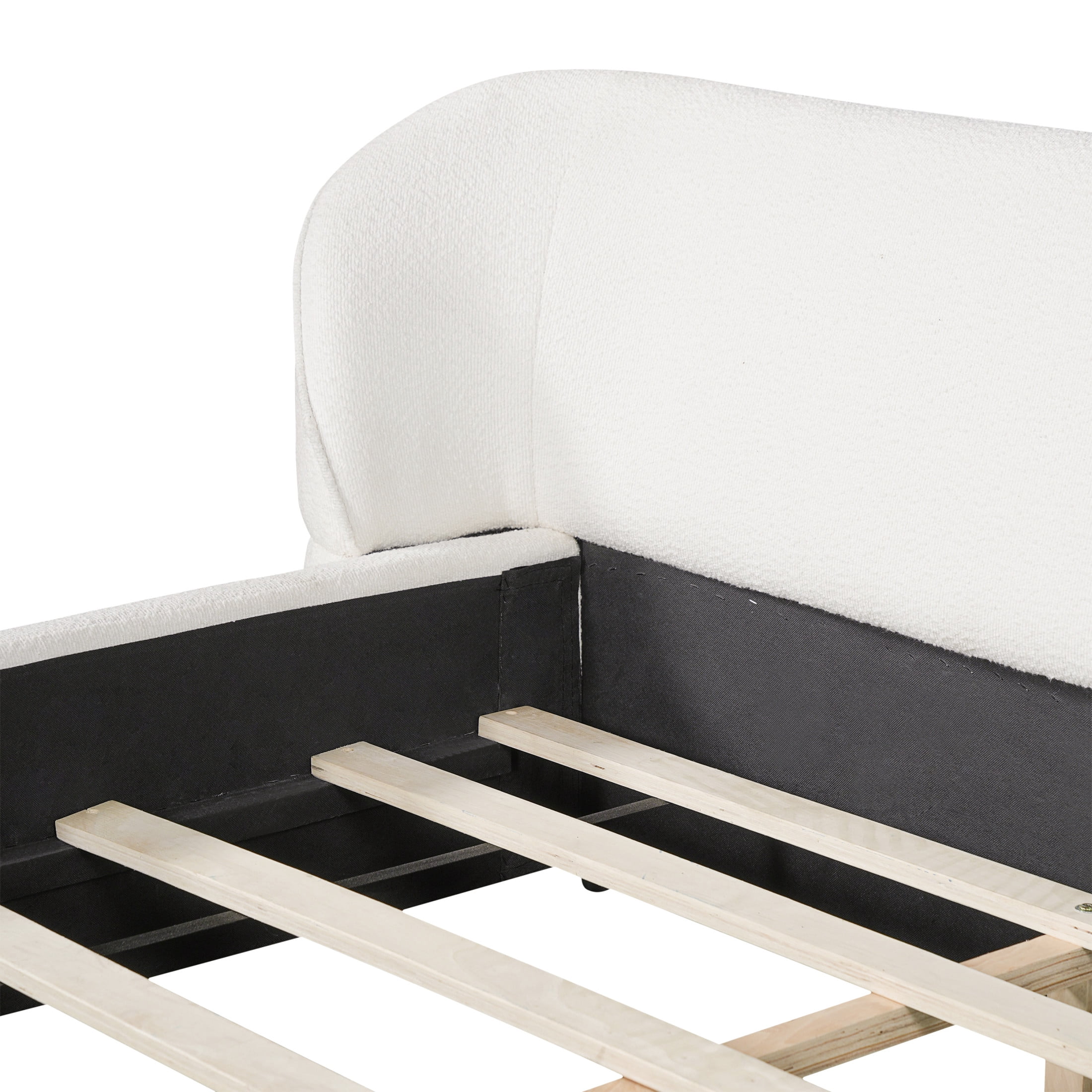 Christopher Knight Home Modern King Upholstered Platform Bed with Cloud Wingback Headboard, White
