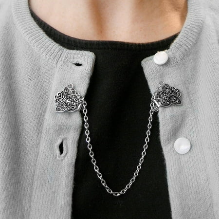 Evelots Sweater Collar Shawl Blouse Clip, Silver Butterfly-7 Assorted Styles