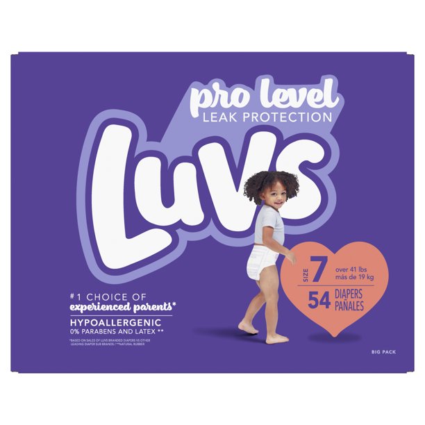 Luvs Pro Level Leak Protection Diapers Size 7 54 Count