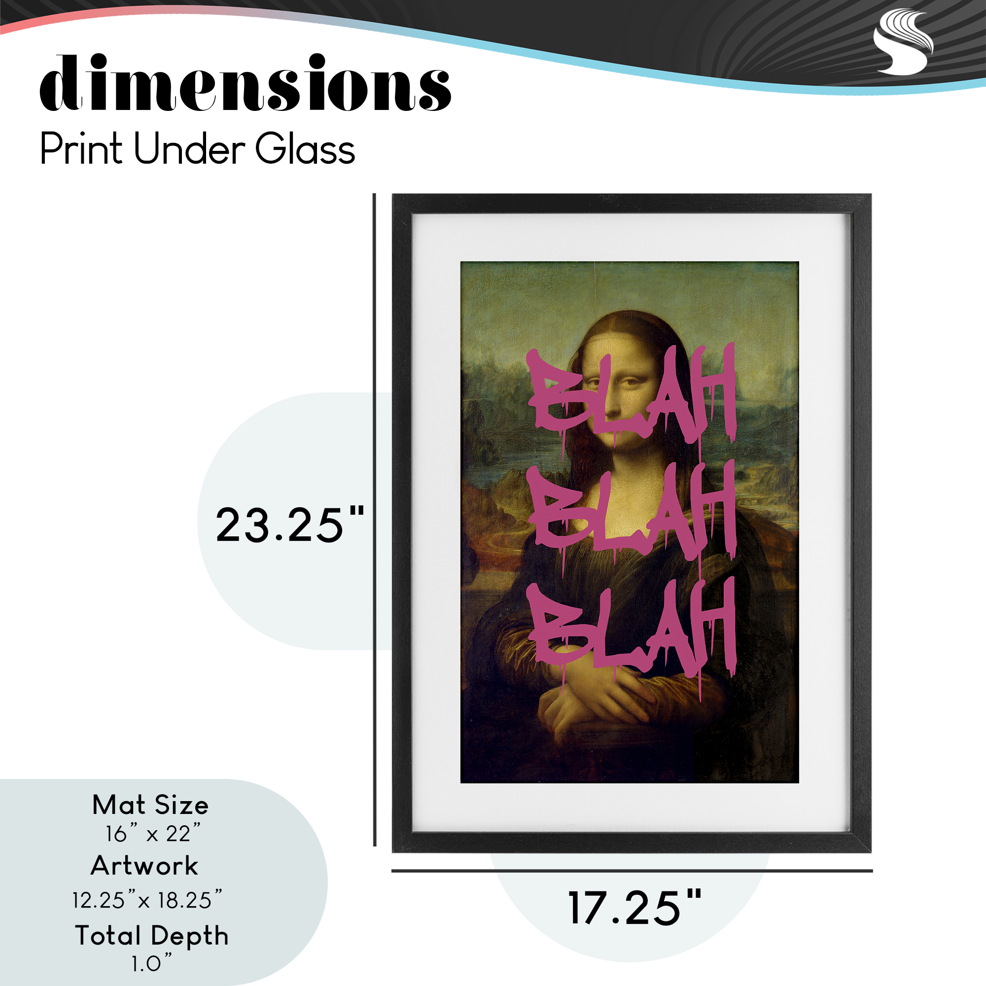 Graffiti Over Mona Lisa Black Framed Print Under Glass, design by Masters Redux