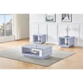 thumbnail image 2 of Contemporary 3pc Wood Coffee Table Set in Glossy Light Gray, 2 of 2