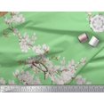 thumbnail image 1 of Soimoi Green Poly Georgette Fabric White Floral & Bulbul Bird Print Fabric by The Yard 42 Inch Wide, 1 of 3