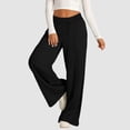 thumbnail image 3 of Fashion Simple Series Solid Color Pants for Women Leisure Loose Wide Leg Pants Comfy Straight Leg Pants with Strap Pockets, 3 of 7