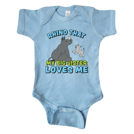 

Inktastic Rhino That My Big Sister Loves Me with Cute Rhinos Gift Baby Boy or Baby Girl Bodysuit