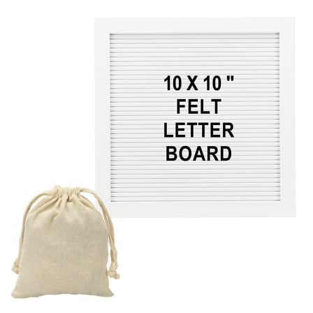 Uxcell Felt Letter Board, 10x10" White Plastic Message Board, Black Letter