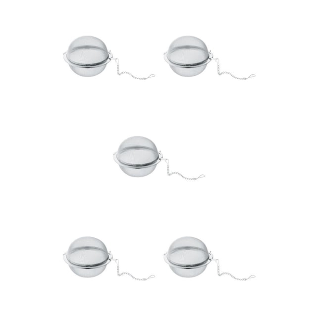 Thinsony Stainless Steel Tea Infuser Portable Kettle Loose Leaf Strainer Spices Mini Filter Household Cooking Kitchen Teahouse 6.8cm 5Set