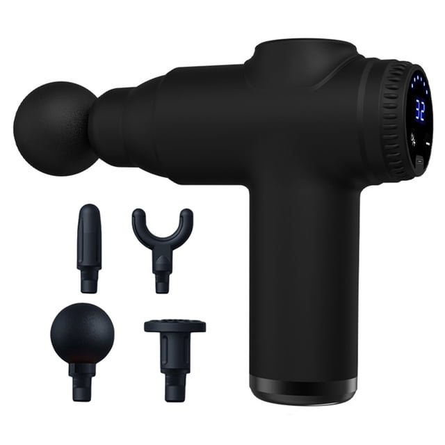 Dispositivo Masaje Percusión Masajeador Espalda Tejido Profundo Muscular Eléctrico 30 Velocidades Con Pantalla LCD 4 Cabezales para Alivio Del Dolor Y Relajación