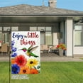 thumbnail image 3 of AMHNF Enjoy the Little Things Hummingbird and Flowers Linen Garden Flag for Spring Summer Home Outdoor Garden Yard Door Decor 12x18 inch, 3 of 5