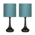thumbnail image 4 of Bedroom Table Lamp Set of 2 Living Room Bedside Lamps Blue Lampshade Suit Modern Decor, 4 of 5