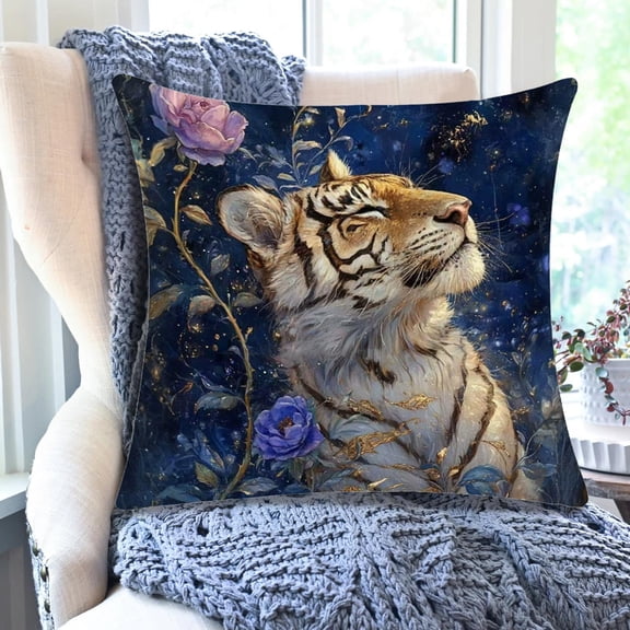 Lekihaqq Animals Series Floral Blue Pillow Cover Decorative Sofa Cushion Case Home Decor Bedroom Living Room Throw Pillow