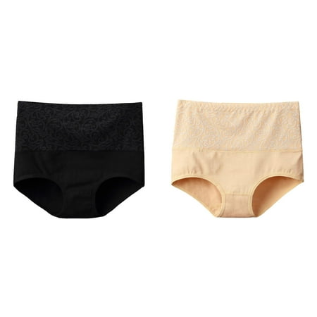 2-Pack Women s Solid Color Underwear High Waisted Underwear Granny Panties for Women plus Size Women Bikini Underwear Thong Panties Lot Large The Bibs The Knickers Teal Panties Leather Shorts Women