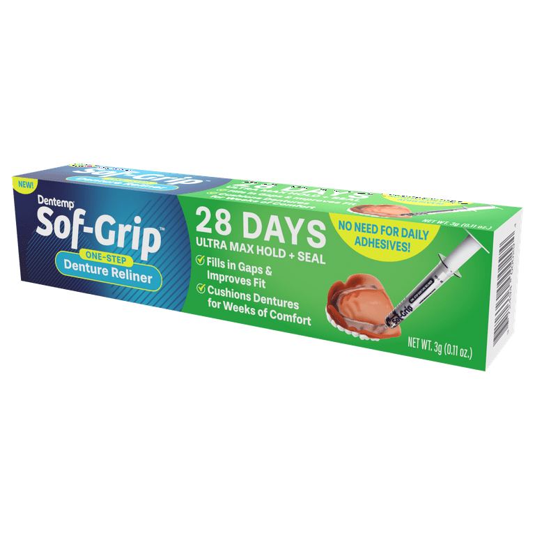 2 pack) Dentemp Sof-Grip One-Step Denture Reliner 3g – Long