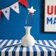 thumbnail image 1 of Decoración con estrella patriótica, lazo rojo, blanco azul, insertos de palitos con purpurina, adornos de espuma, púas florales con 22 cm de longitud para el Día de la Independencia, Día de Canadá,, 1 of 6