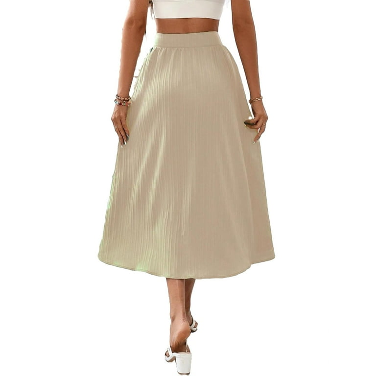 Casual Solid A Line Skirt Khaki Womens Skirts Women s