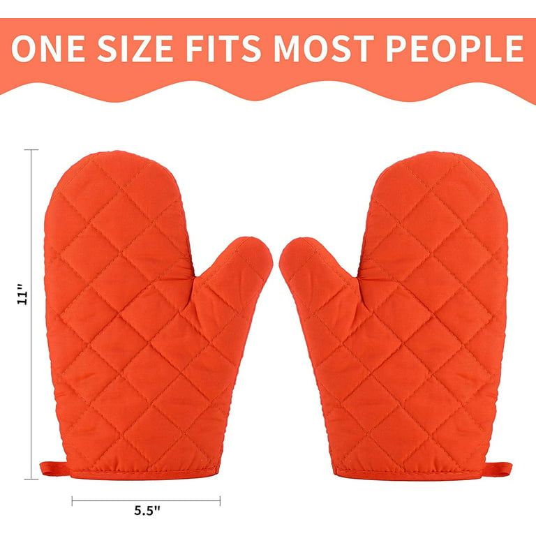 2pcs Oven Mitts Quilted Terry Cloth Lining Heat Resistant Kitchen Gloves Thick Hot Polyester Cotton Oven, Size: One size, Black