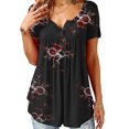 thumbnail image 1 of Blouses d'Été Florales Col en V Amples Tunique T-Shirts, 1 of 2
