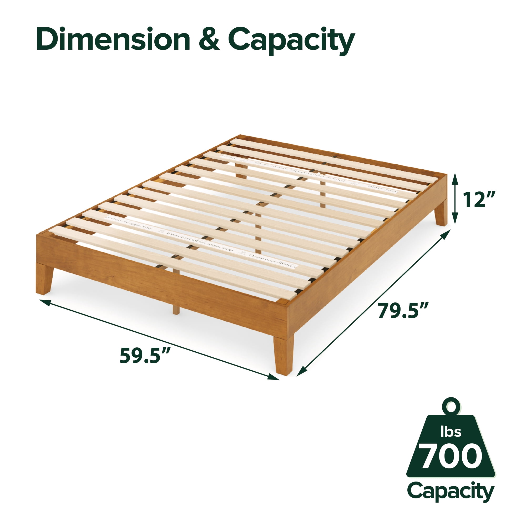 Zinus Alexia 12" Deluxe Wood Platform Bed Frame, Rustic Pine, Queen